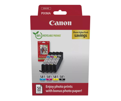 Tusz do drukarki Canon Zestaw 4 tuszów CLI-581 CMYK + papier Photo Paper Plus Gloss